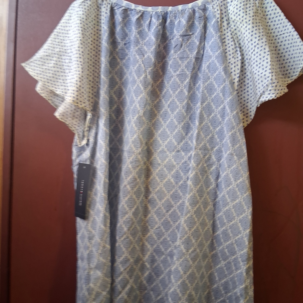 Tommy Hilfiger Cream and Blue Patterned Top - Picture 5 of 5